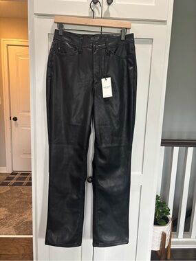 Judy Blue Black Faux Leather Straight-Leg Jeans